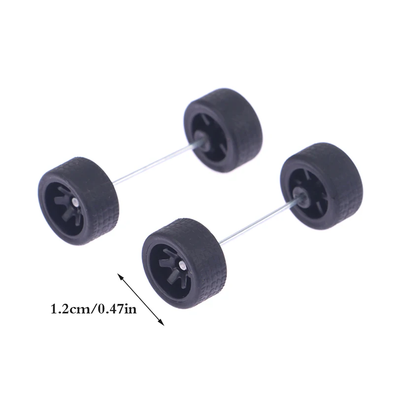 Rodas de carro para Hotwheels, Pneu De Borracha Com Eixo De Roda, Parte Modificada, DIY Racing Vehicle Toys, 1 Conjunto, 1:64