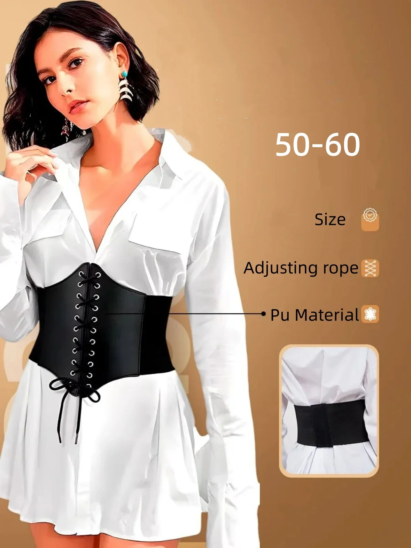 Women's Corset Body Shapewear Sexy Wide Leather Belt Cummerbunds Strap Belts for Women High Waist Slimming Corsets and Bustiers