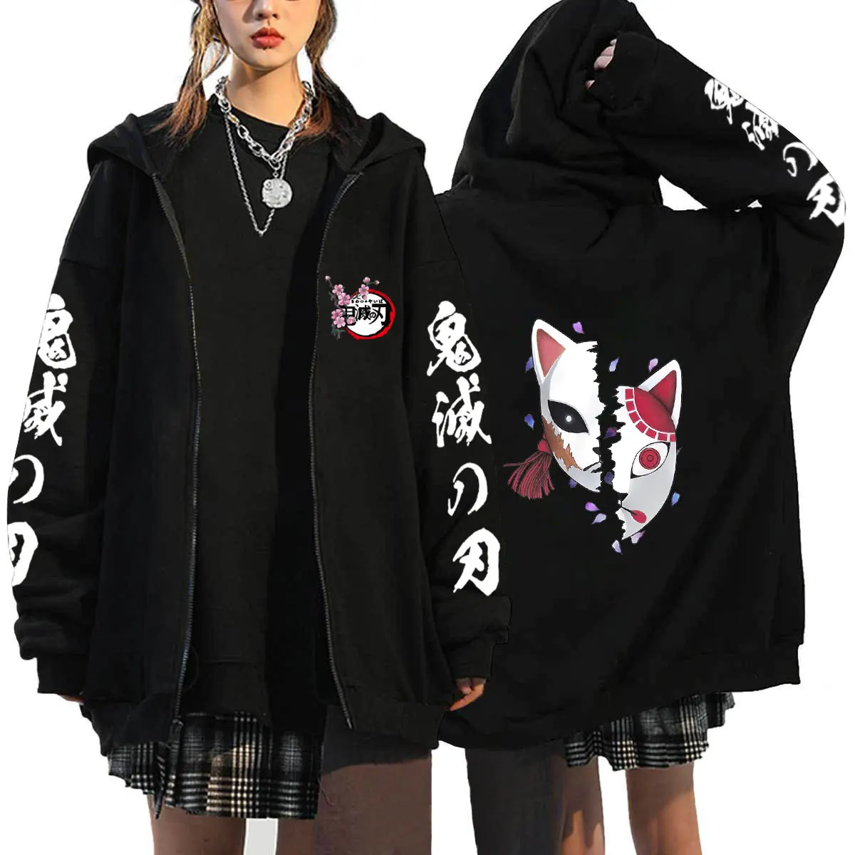 Fashion Anime Demon Slayer Zip Hoodie Roupas Masculinas Oversized Coat Tops For Women Men Zipper Sweat Femme Streetwear Jackets