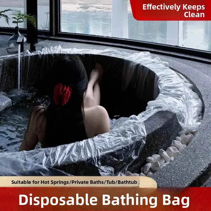 

Thiened Disposable Bathing Bag for Hot Spring Soaking Pool Adult Bath Tub Cover Extra Large Plastic Film for Outdoor Campin...