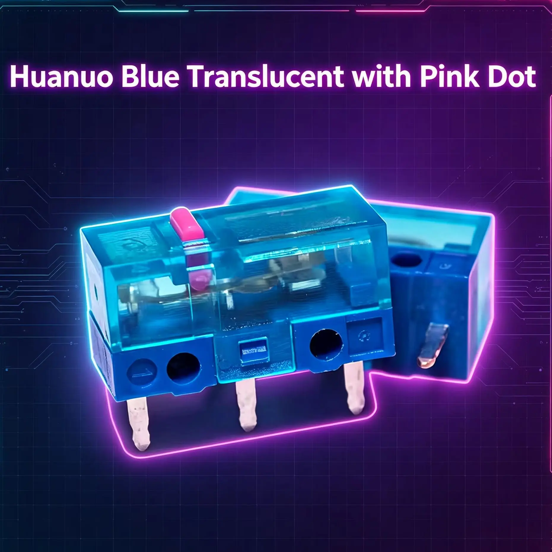 20PC-1pc   New Huano Blue Transparent Shell Pink Dot 80 Million Microswitch Button for Logitech Button