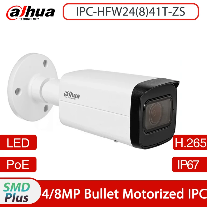 

Dahua IPC-HFW2441T-ZS HFW2841T-ZS Wizsense 4MP 8MP Camera 2.7–13.5mm Motorized Vari-focal 2K 4K CCTV Night Vision 60m IP67 IK10