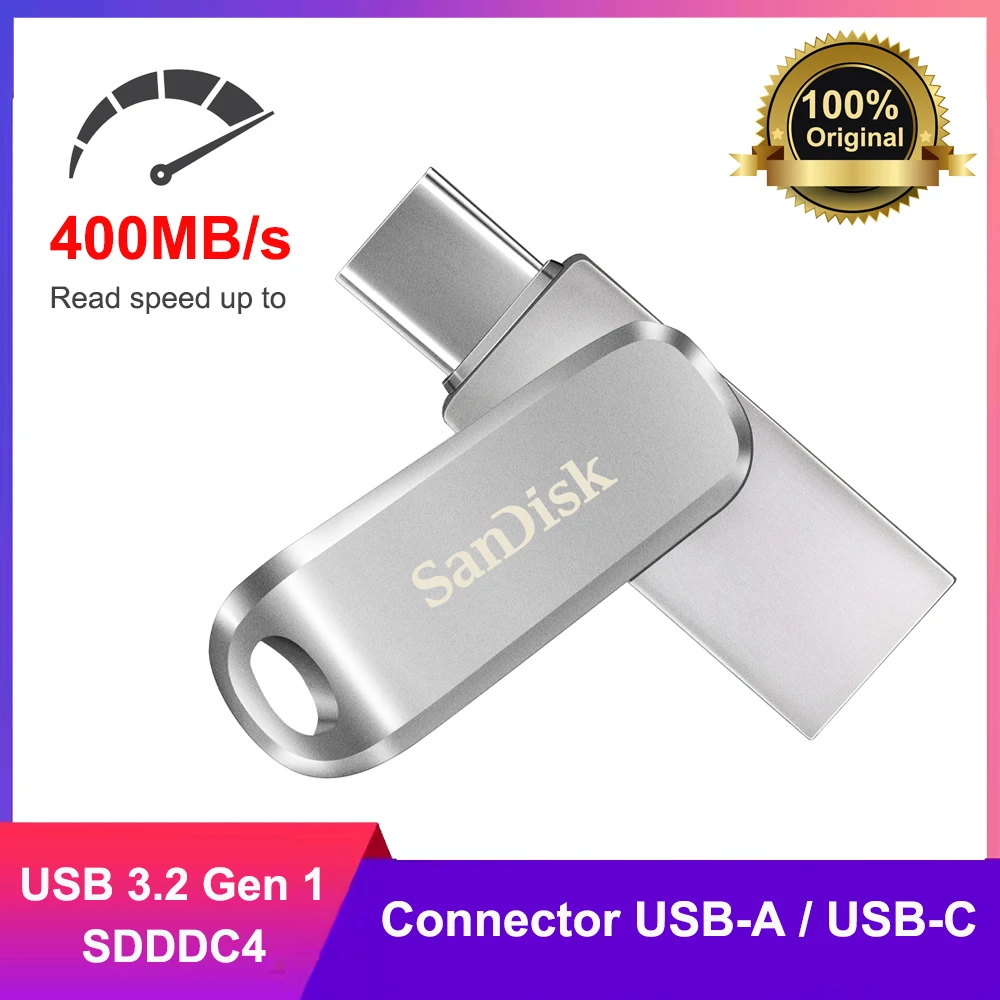 SanDisk SDDDC4 Ultra Luxe USB 3.1 Flash Drive 512GB Type C 256GB Dual Pendrive 128GB 64GB 32GB Metal Type A OTG Flash Drive