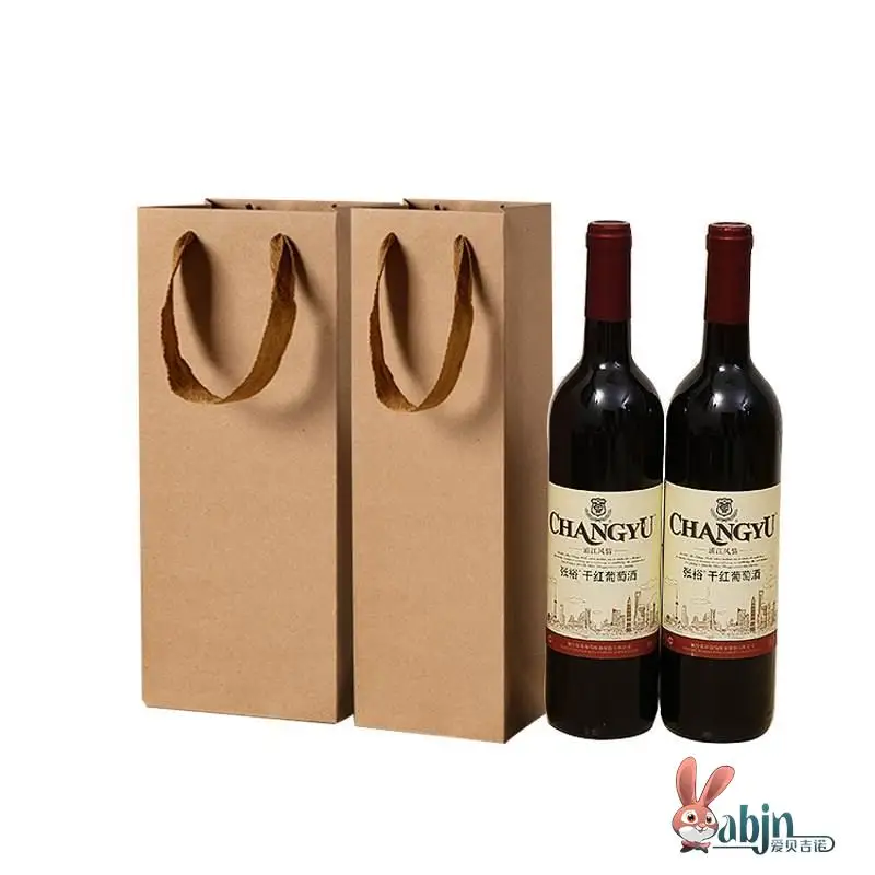 

Thiened Brown Krt Paper Wine Gift Box Double Bottle Wine Bag Handheld Wine Paper Bag Single Bottle Wine Bag Wine Paaging