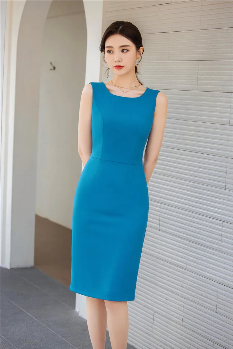 Plus Size 5XL Sleeveless Dresses Formal Elegant Styles Women Business Work Wear Slim Hips Ladies Office Professional Vestidos