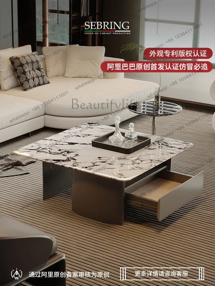 Bulgari marble square coffee table combination household living room