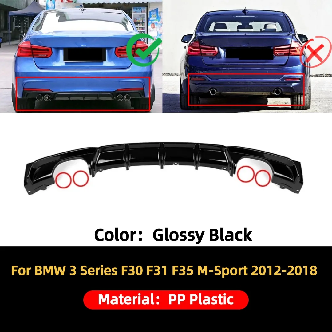 Achterbumperlip diffuser kin air dam protector trim tuning voor BMW 3 Serie F30 F31 F35 3 Serie 2012-2018 320i 335i M Sport