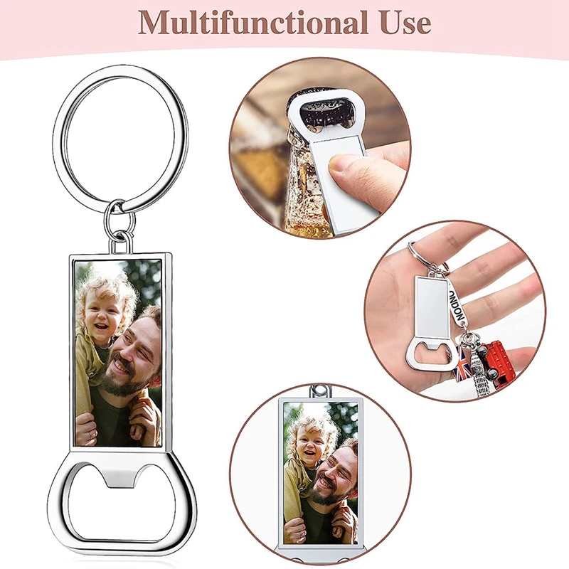 20PCS Sublimation Blanks Keychains Metal Bottle Opener Blank Key Rings Gift For Your Boyfriend, Husband, Father