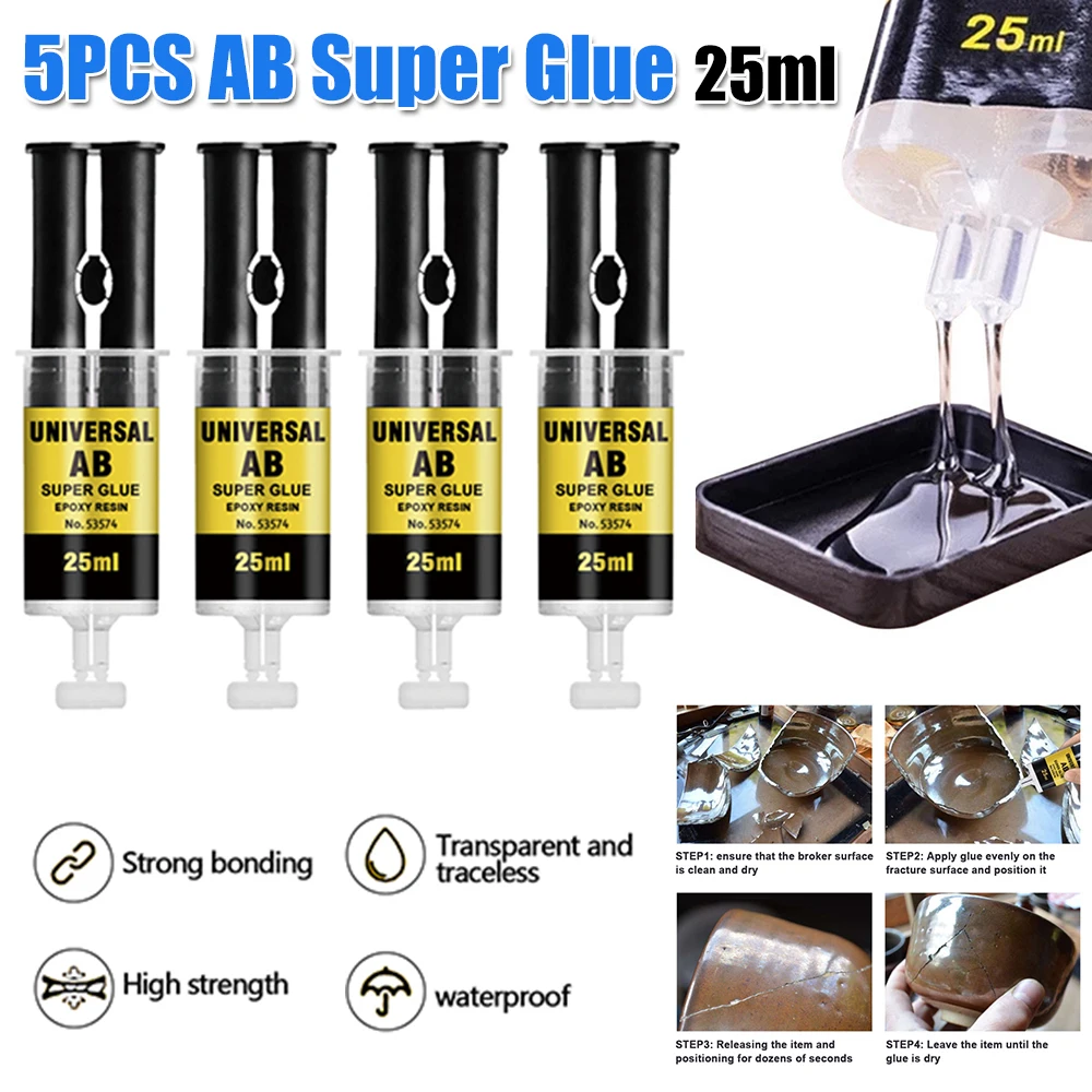 

5pcs 25ml Universal Glue Versatile Firm Adhesive for Daily Repair and Craft Glass Metal Ceramic Hardware Universal Adhesive