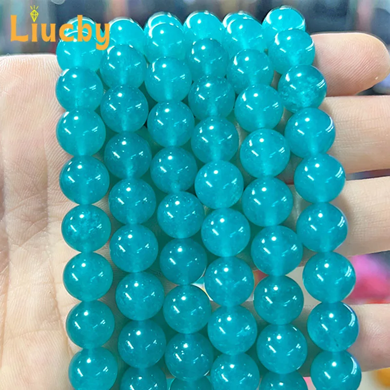 Natural stone Amazonite Blue Chalcedony Jades Beads For Jewelry Making DIY Shining brightly Necklace Earrings Rings 15