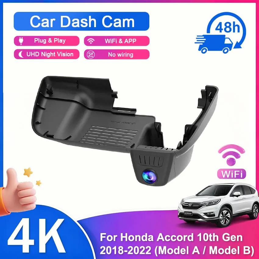 Dash Cam for Honda Accord 10th Gen 2018-2022 4K 2160P OEM Style Car DVR Camera Easy Install Video Recorder WiFi APP