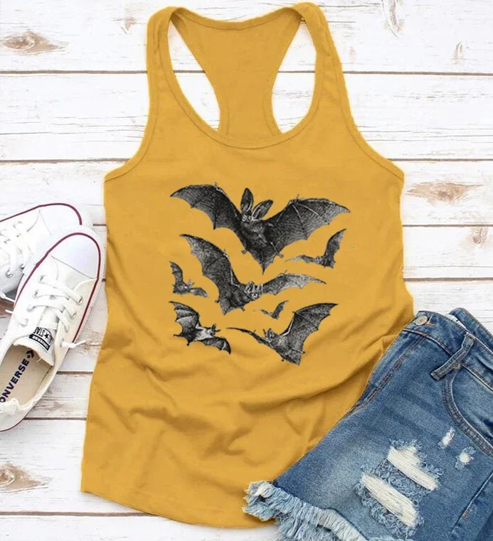 Vintage Vleermuizen Dames Muscle Tank Casual Dier Tank Top Vrouwen Harajuku Mode Vrouwen Kleding Schattige Dieren Tops M