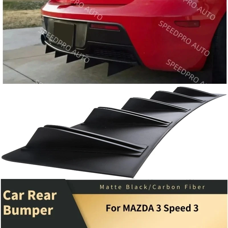 For M-AZDA 3 Speed 3 Rear Diffuser 5 Fins Shark Bumper Splitter Spoiler Lip Car Body Kit Accessories Carbon Fiber