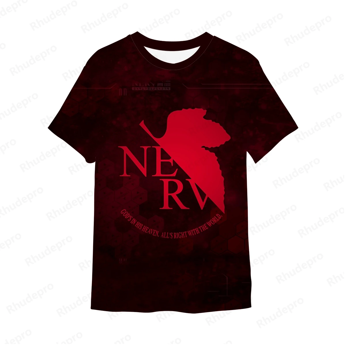 Camiseta de neón Genesis Evangelion para hombre, camisetas cortas de moda, ropa de calle, estilo Harajuku, alta calidad, nuevo