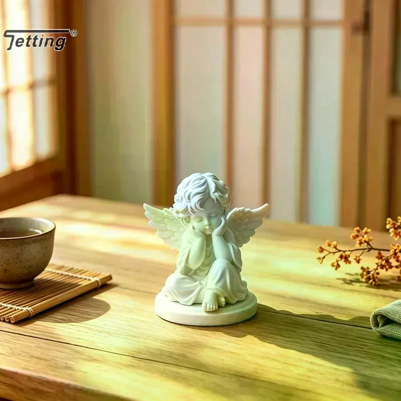 3D Printing White Cherub Angel Statue With Exquisite Carved Wings And Matte Finish For Home Desk Shelf Bedroom Decor Gift