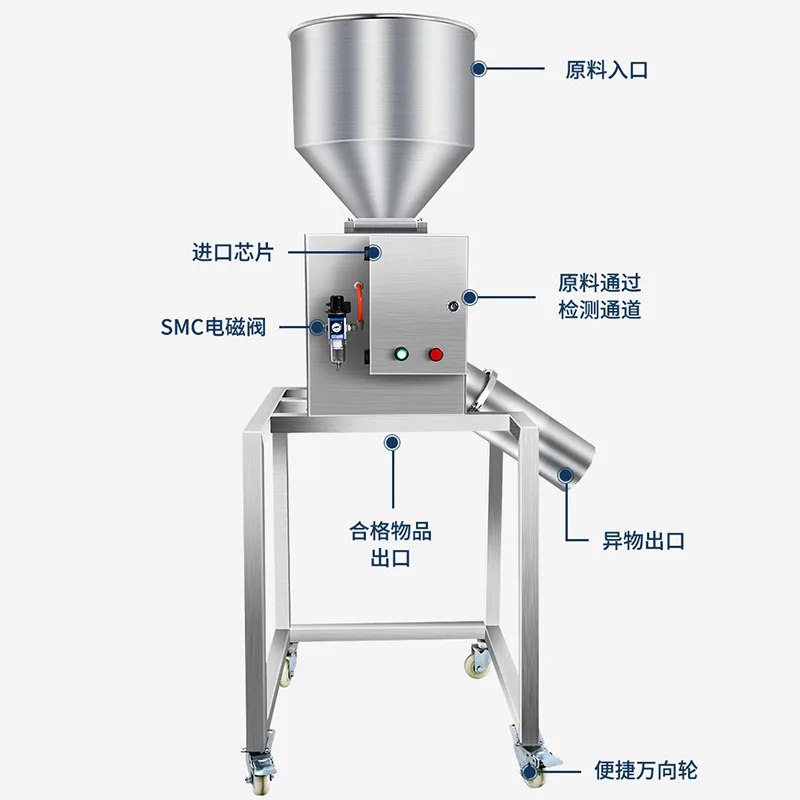 Processing Custom 304 Stainless Steel Pipeline Type Metal Detection Separator Powder Plastic Automatic Separation Separator