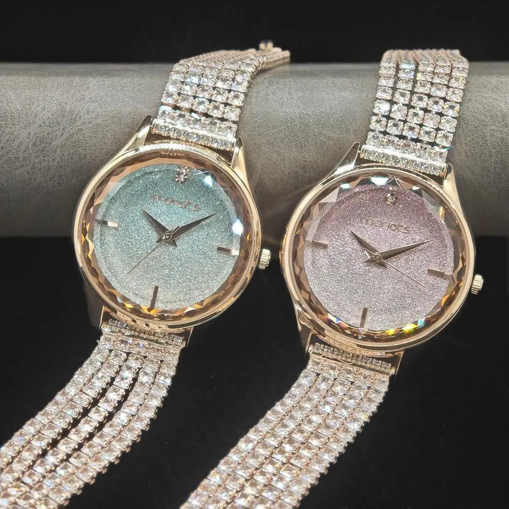 Fashion Shiny Watch For Women Elegant Diamond Jewelry Quartz Watches Girl Dress Rose Pink Wristwatch Ladies Girl Dropshipping