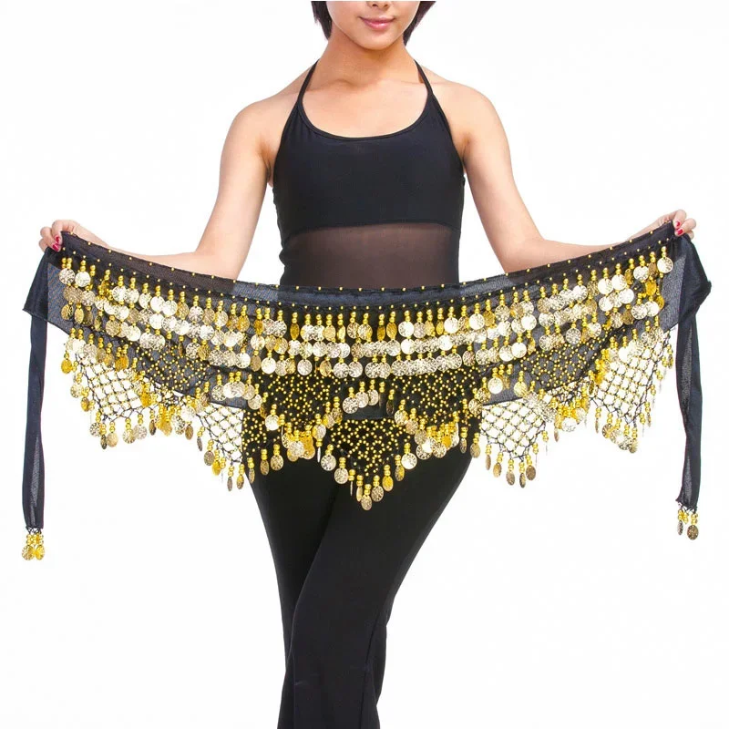 

New Style top selling belly dance waist chain hip scarf bellydance coins belt dancing waist belt, 12 colors for your choice