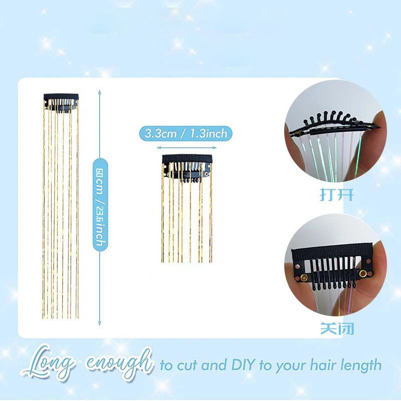 6/12pcs Hair Tinsel Clip Kit Hair Extension Glitter Tinsel Hair Clip Heat Resistant Shiny Sparkle Fairy Hair Accessories
