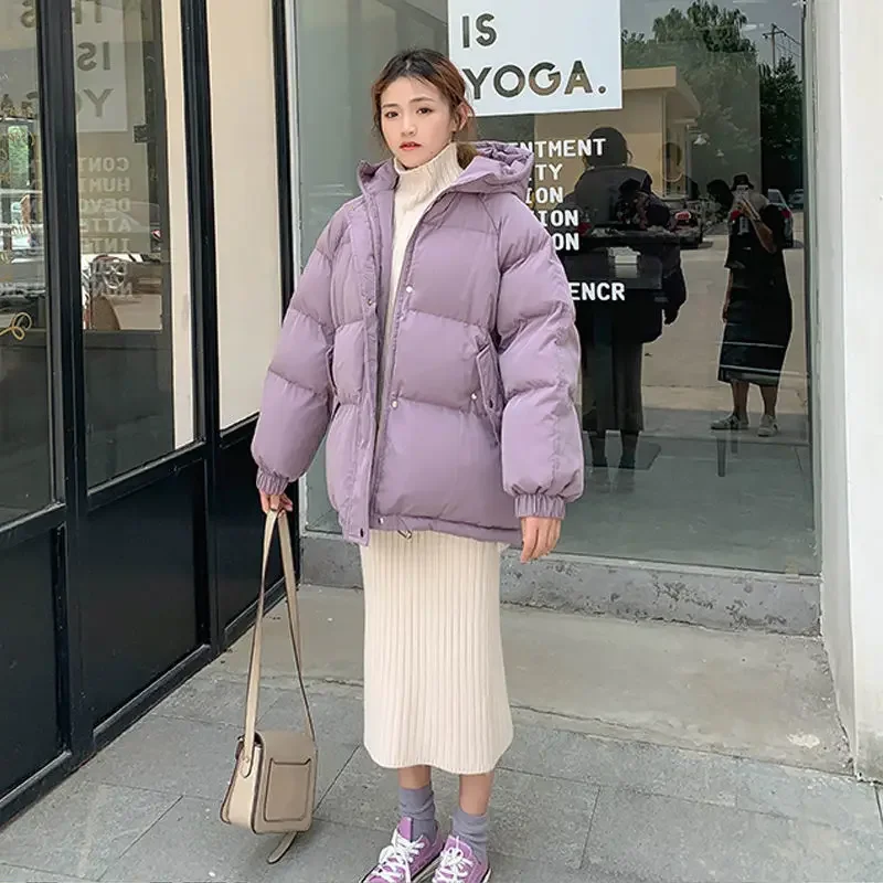 New 2023 Women Short Jacket Winter Thick Hooded Cotton Padded Coats Female Korean Loose Puffer Parkas Ladies Oversize Outwear