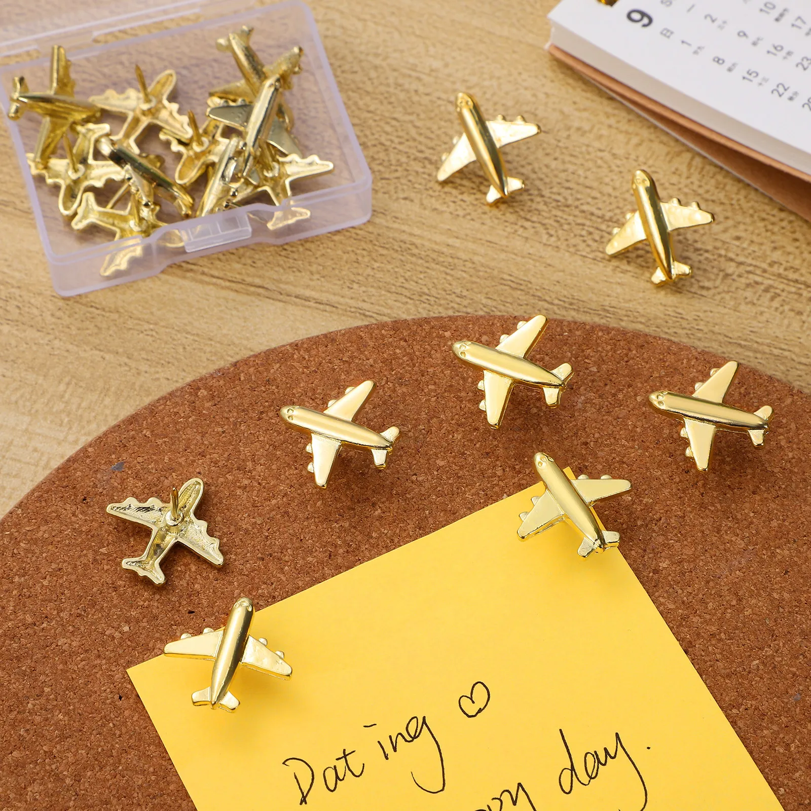 

24 Pcs Airplane Thumb Tack Decorative Tacks Shaped Pin Board Notes Creative Push Golden Bulletin Thumbtacks