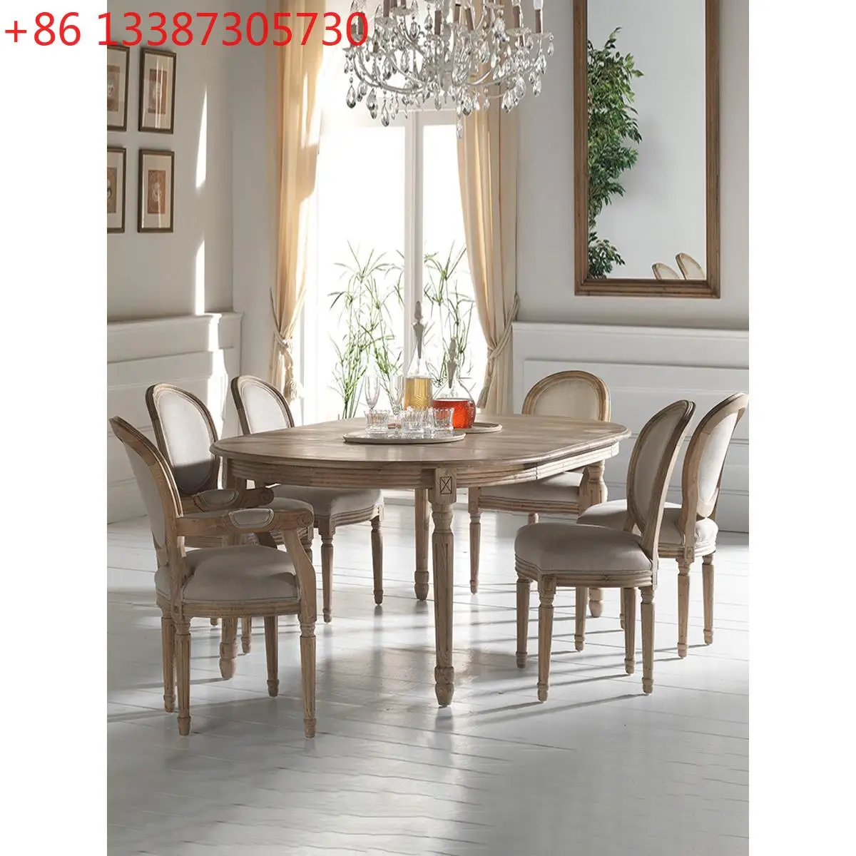 

American light luxury solid wood dining table household small apartment modern simple dining table