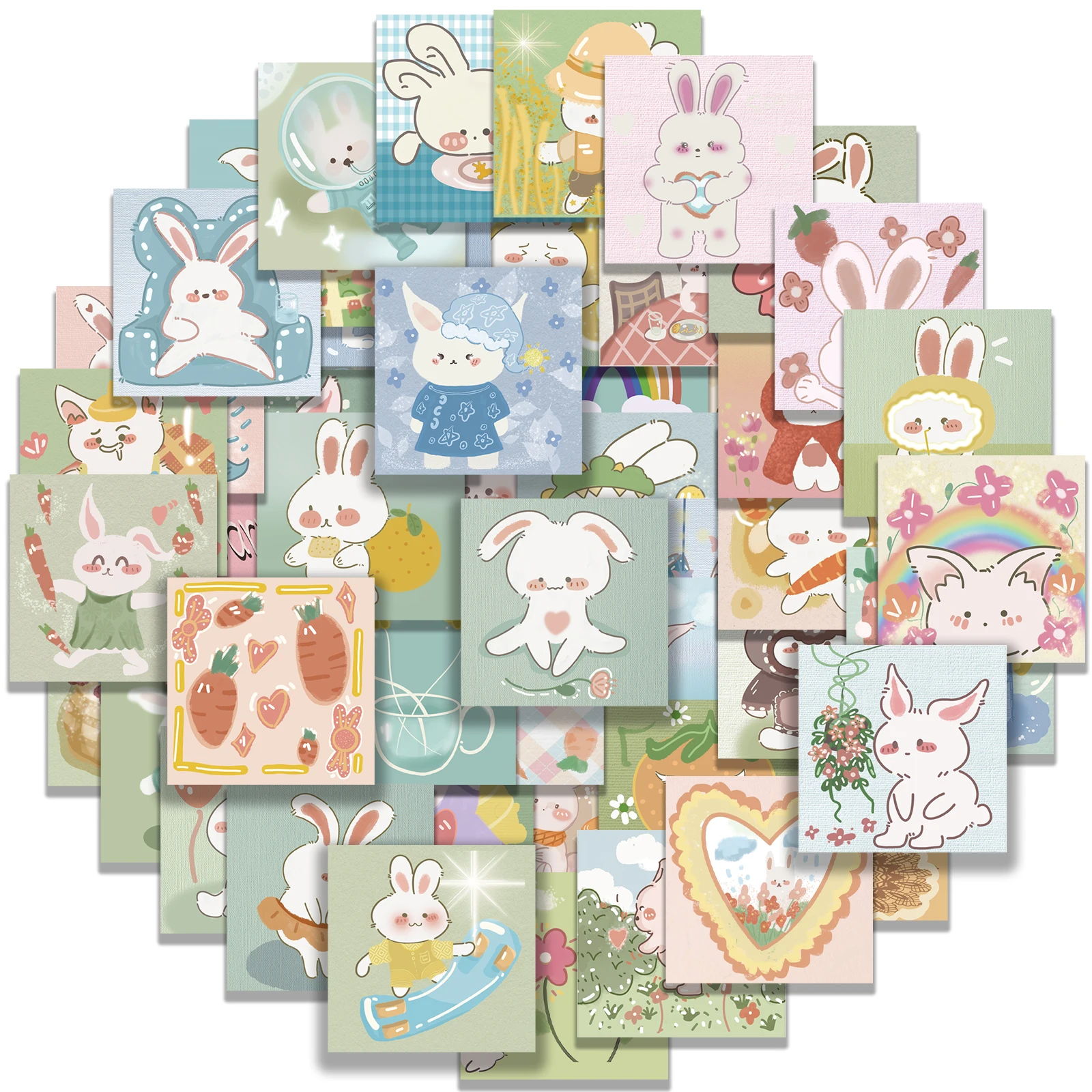 

61PCS Cute Rabbit Stickers Vinyl Waterproof Funny Animals Decals for Water Bottle Laptop Skateboard Scrapbook Luggage Kids Toys