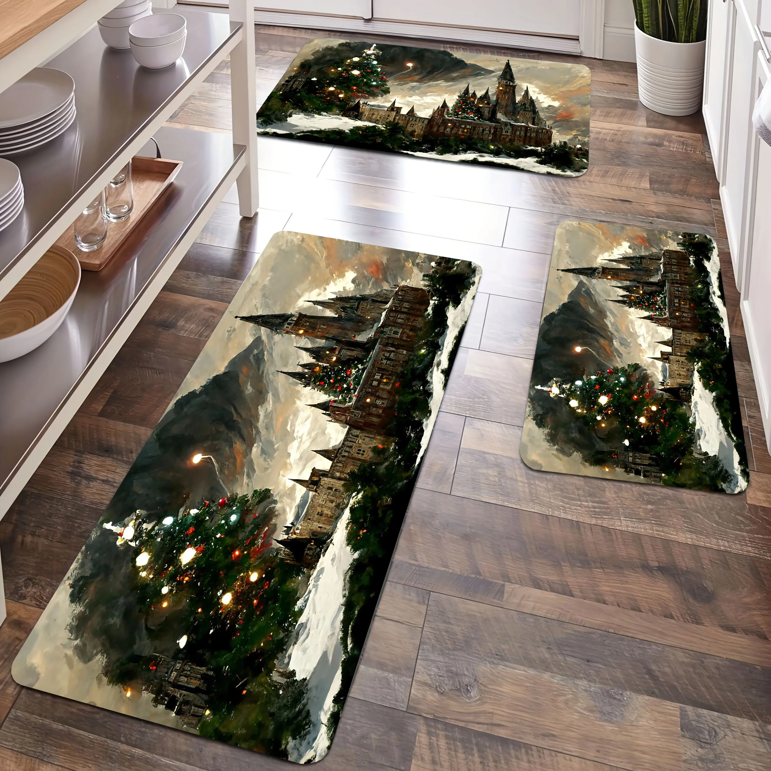 Hogwarts Christmas Snow View Bathroom Non-silp Door Mats Suitable for Living Room Decorative Accessories Pad Kitchen Bedroom Rug