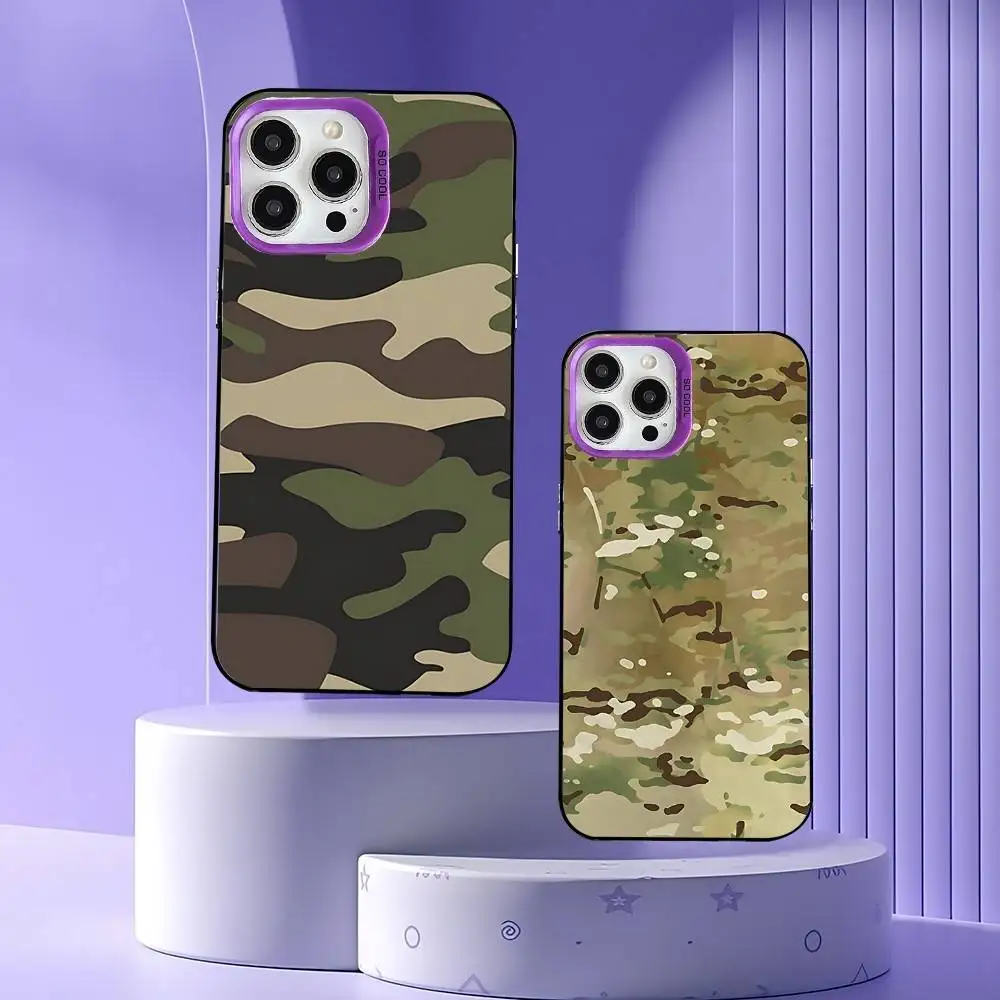 

Fashion camouflage pattern Phone Case For iPhone 17,16,15,14,13,12,11,Pro,Max,Plus,E,Air,Mini Anti Fall Purple Bumper