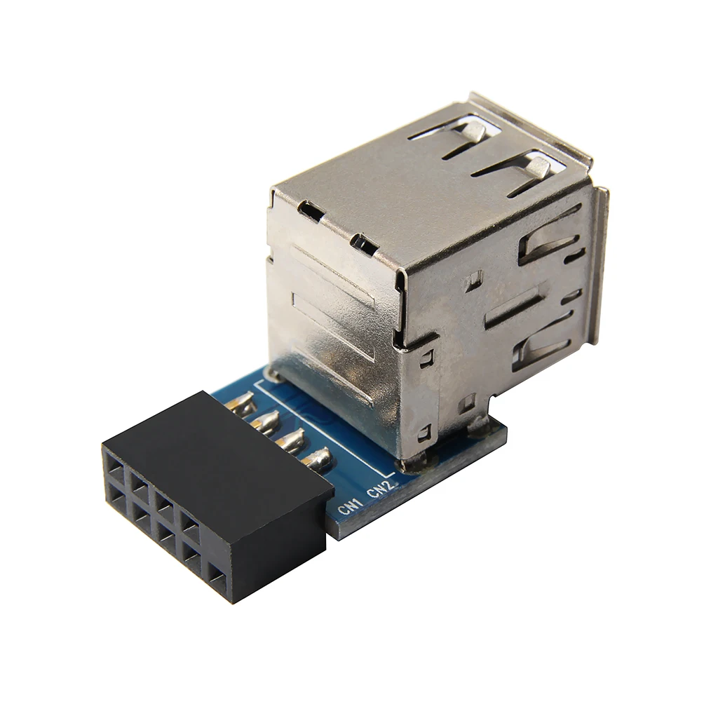 Adaptador USB interno para PC, convertidor de 2 puertos 2,0, 9 pines hembra A 2 puertos hembra, placa base PCB, extensor de tarjeta, nuevo