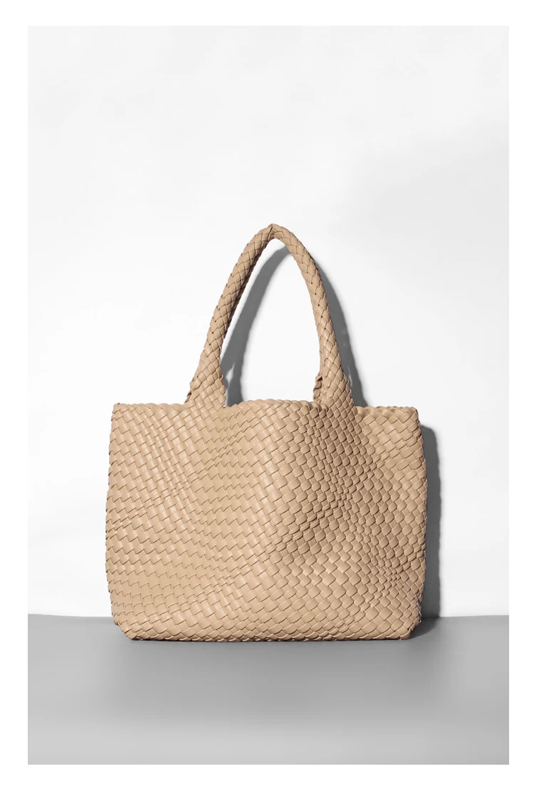 Große Kapazität Designer Stricken Mode PU Leder Damen Umhängetasche Handtaschen für Strand Reise Single-Shoulder Damen Tasche – Detail 15