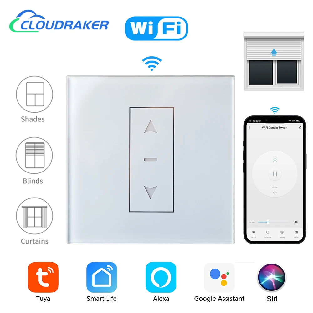 Tende elettriche Tende per tapparelle Interruttore collegato WiFi Tuya Smart App Control Funziona con Alexa Google Home Siri