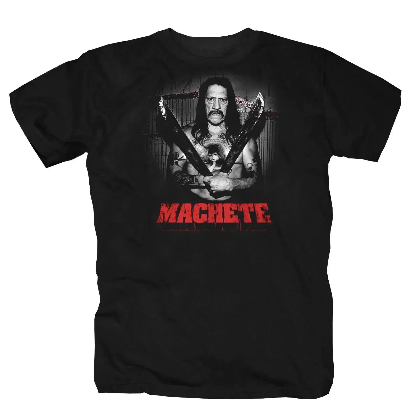 Camiseta Machete La Vida Gang México España EE. UU. Danny Trejo Talla S 5XL Negra Vintage Lavada Suave Elástica Unisex