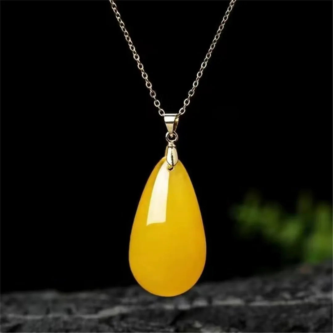 Natural Amber Pendant Necklace Jewelry For Woman Man Healing Beauty Luck Gift Silver Crystal Beads Reiki Gemstone Stone AAAAA