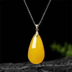 Natural Amber Pendant Necklace Jewelry For Woman Man Healing Beauty Luck Gift Silver Crystal Beads Reiki Gemstone Stone AAAAA