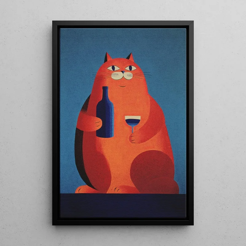 Funny Cat Art Print, Pop Art Style Poster, Quirky Animal Wall Decor, Bar Cart Art, Yellow & Red Gallery Wall, Cat Lover Gift