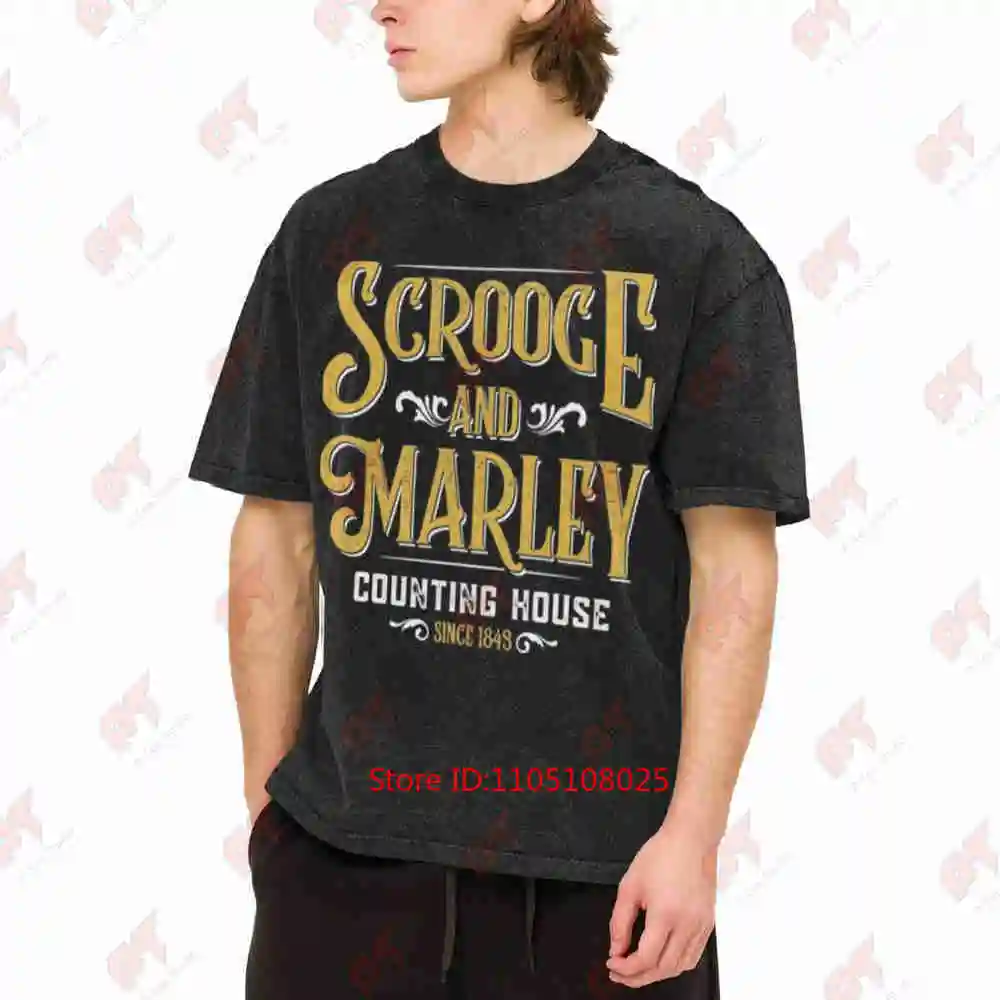 Scrooge Marley Counting House Christmas Vintage Washed Tee Pure Cotton T-Shirt