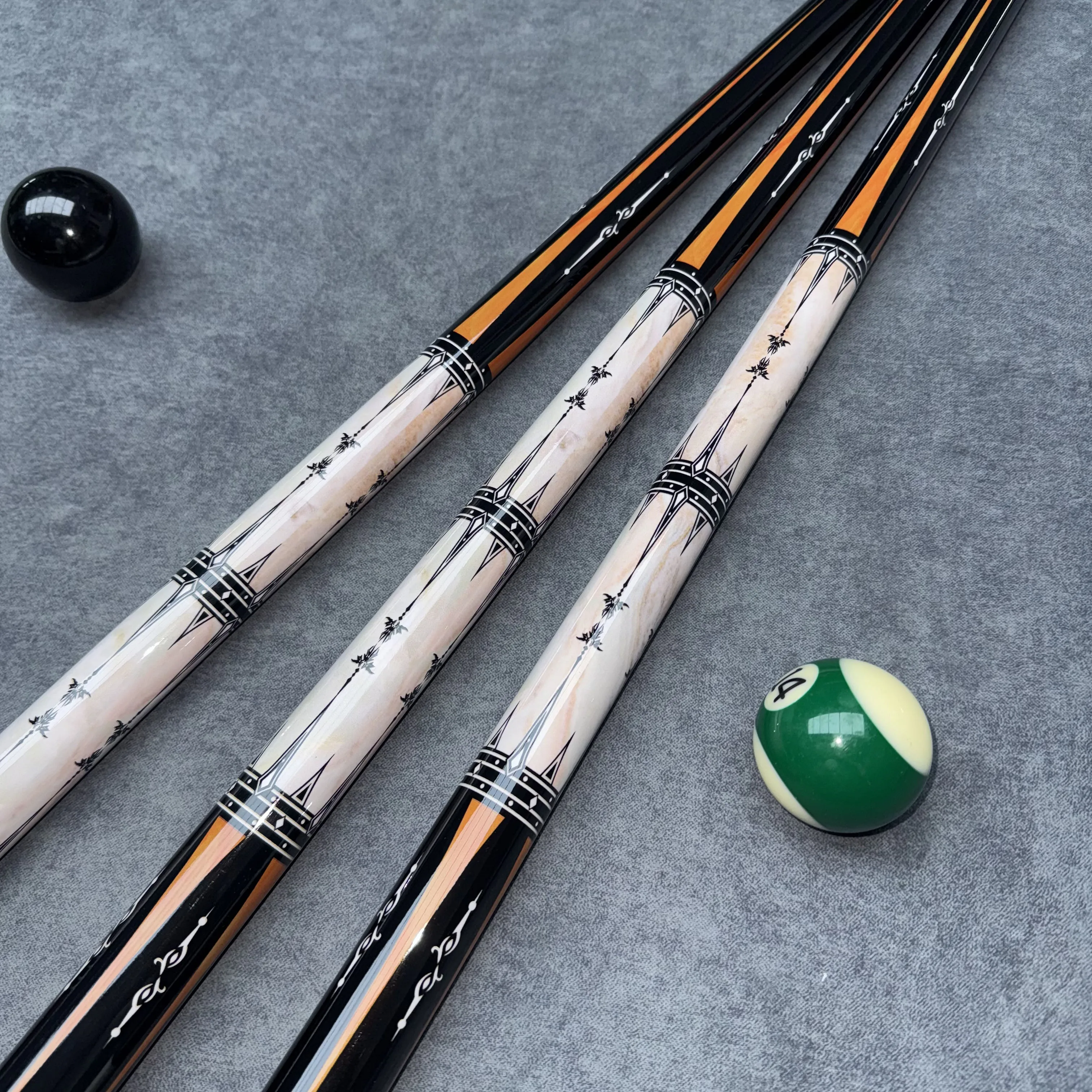 

2025High-End 57-Inch 9.5-13mm Canadian Maple 1/2 Connection Pool Rod Customized 18oz-20oz Snooker Billiard Cues with Diamond Des
