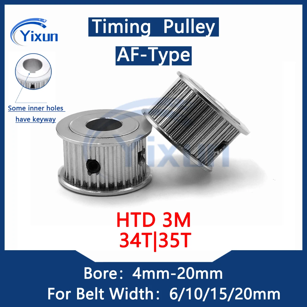HTD 3M Timing Pulley 34T 35 Teeth Bore 4mm-20mm For Belt Width 6/10/15/20mm Synchronous Wheel Keyway 3M Carving Machine Pulley