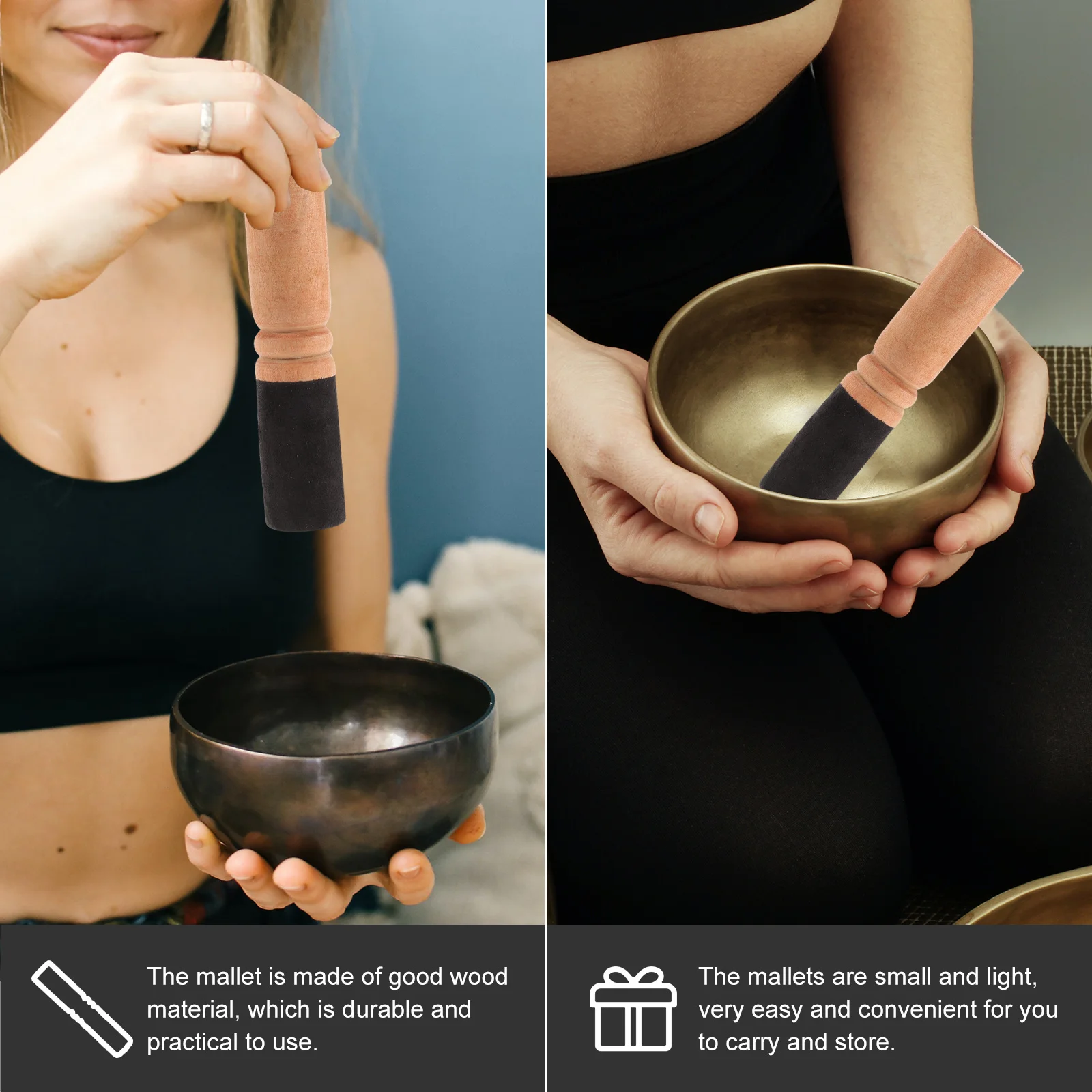 

NULYLU Tibetan Singing Bowl Wood Mallet Sound Healing Meditation Striker Wooden Stick for Yoga Spa Relaxation Therapy Instrument