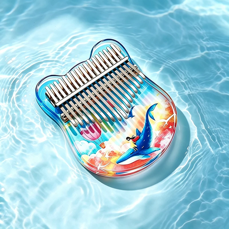 10/17 Keys Whale Pattern Kalimba Set, Transparent Acrylic Thumb Piano Gift Box for Family Friends Interaction Gift