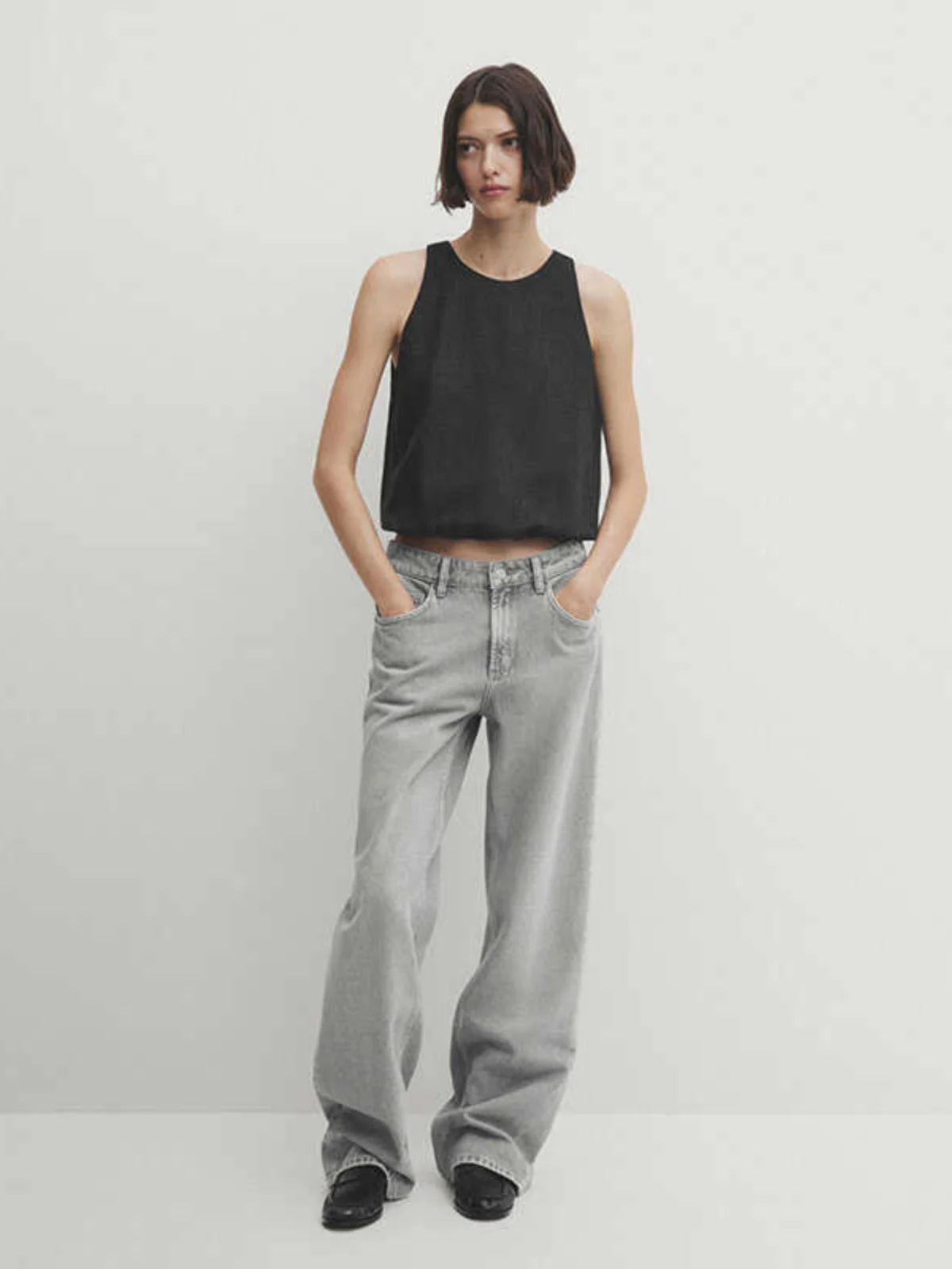 

ay Belted Svel round Ne Elastic Hem Bal Top Women's Faion Summer 2025 Simple Design Commute Sle Vest