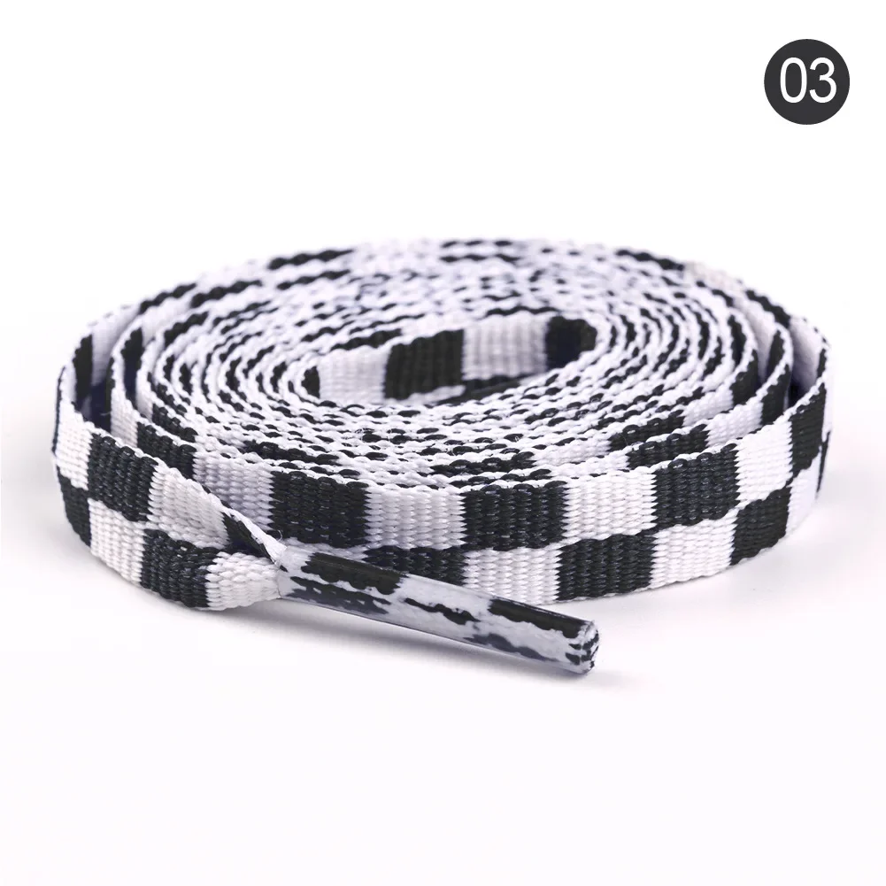 Fashionable Sport Shoe Laces Colored Grid Flat Straps Personalized Race Track Dual-color Square Design for Sneakers