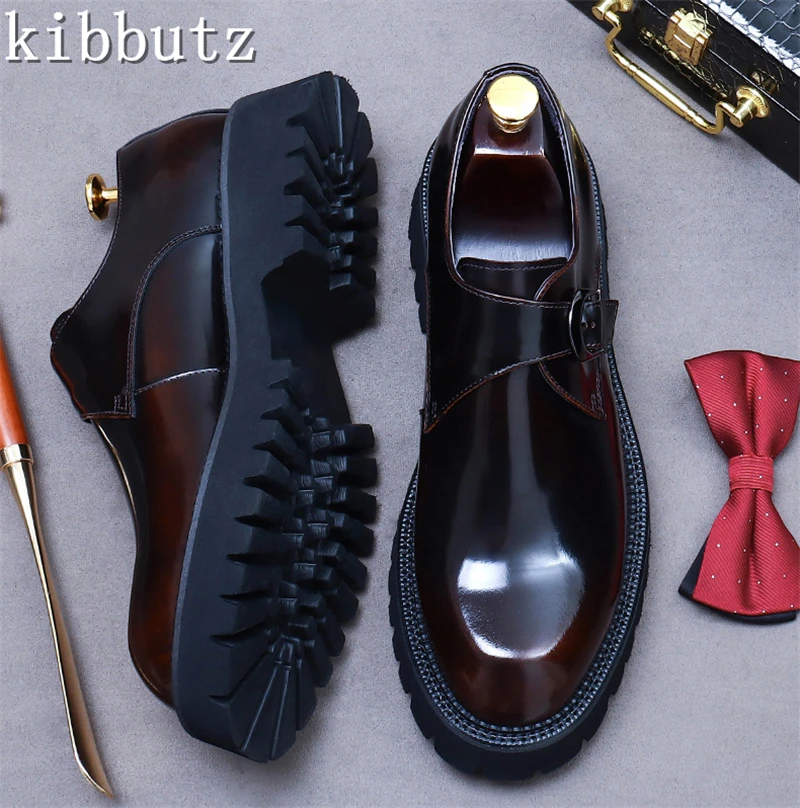 

Men Genuine Leather Business Dress Shoes Luxury Cowhide Leather Buckle Derby Shoes Wedding Party Formal Oxford Shoes