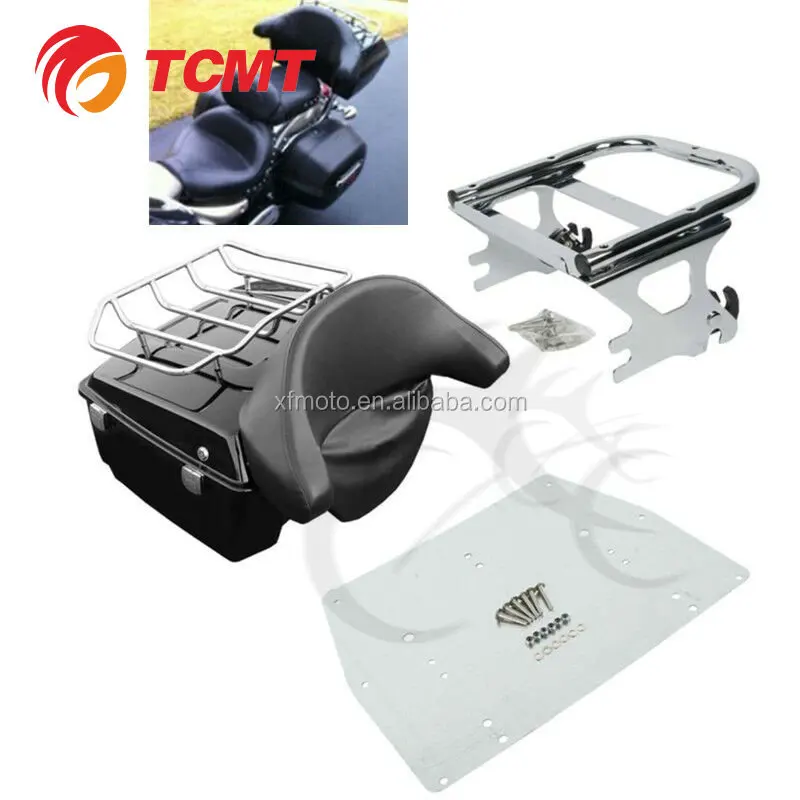 TCMT For Harley XF290603-06-A King Fit For Tour Pak Pack Trunk w/ Backrest + Rack For Harley Touring Road King FLHR