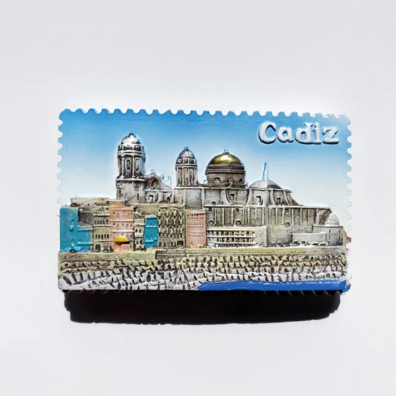 España, Cadiz, edificios emblemáticos, memoriales turísticos, pintura hecha a mano, pegatinas magnéticas para refrigerador, decoración del hogar
