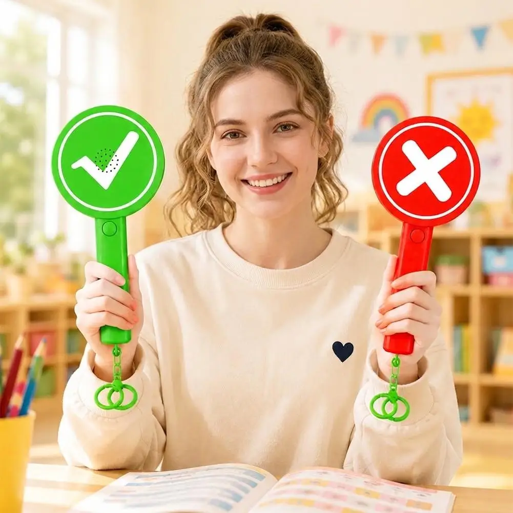 Hand‑Held Yes‑No Signal Paddle With Sound Effect Plastic Electronic Quiz Buzzer Prop For Classroom Trivia Game Interactive Toys