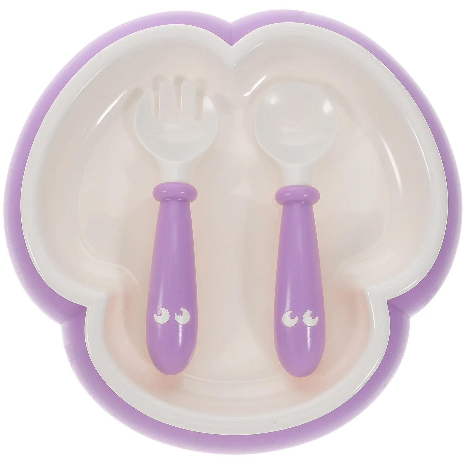 

Набор из 1 силиконовой детской тарелки на присоске и ложки для прикорма малышей: безопасный, легко моется