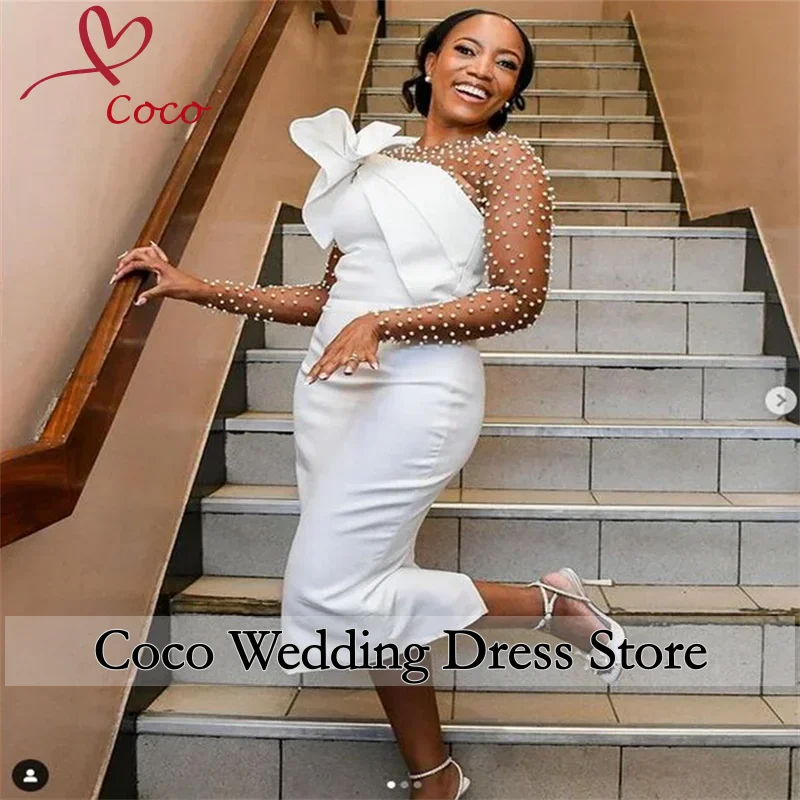 Customized White Monter of the Bride Dress Short Luxury Wedding Guest Gown Women Evening Dresses Formal Party Dresses