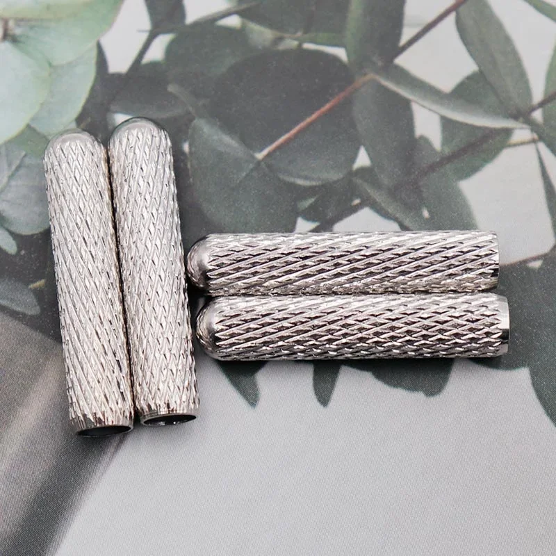 Weiou Lace Aglets 2.5CM*5MM Trendy String Ends for Sneaker Mesh Lines Texture Metal Silver Rope Tips Zapato Cordón Decoraciones